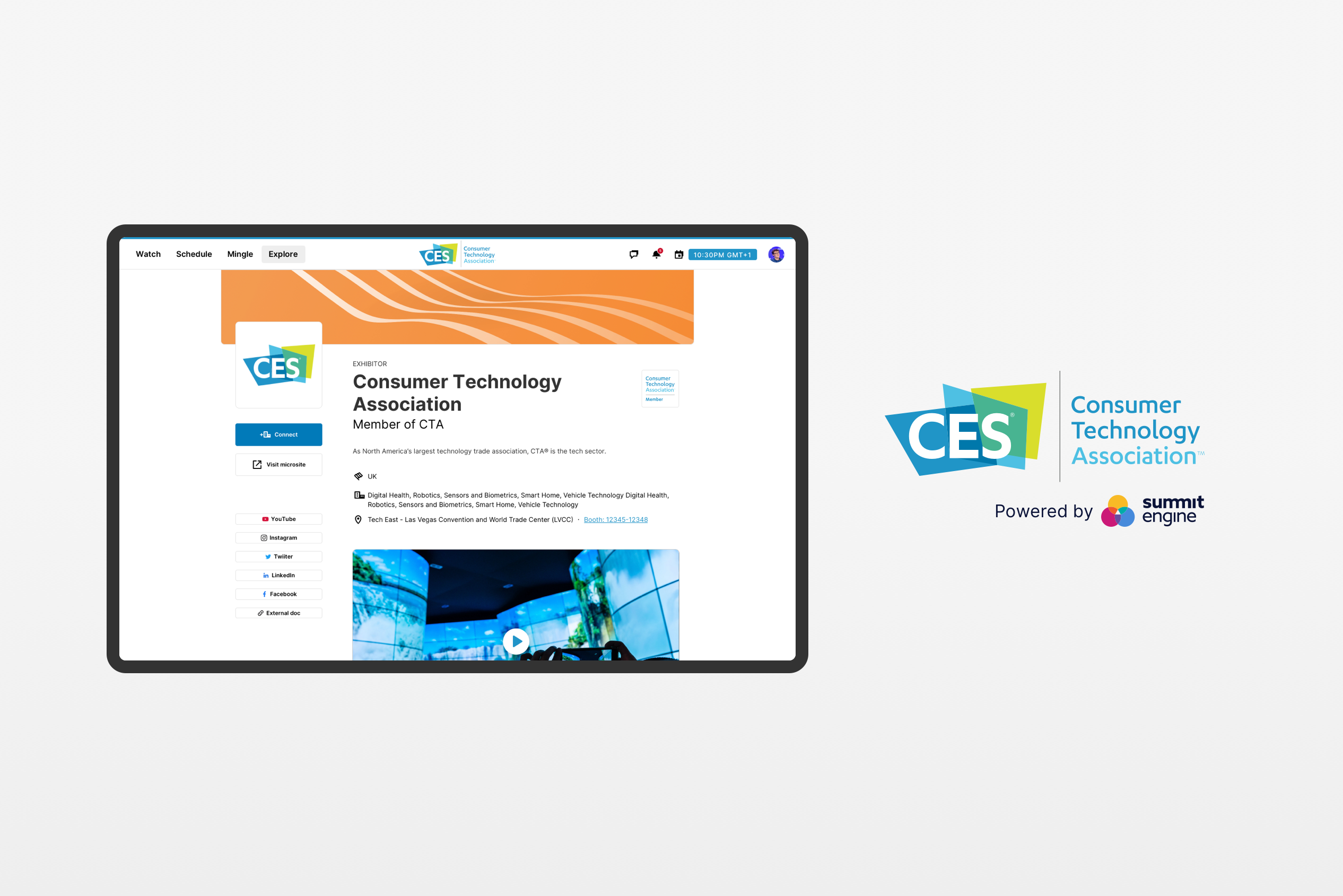 Web app with the blue and green branding of CES