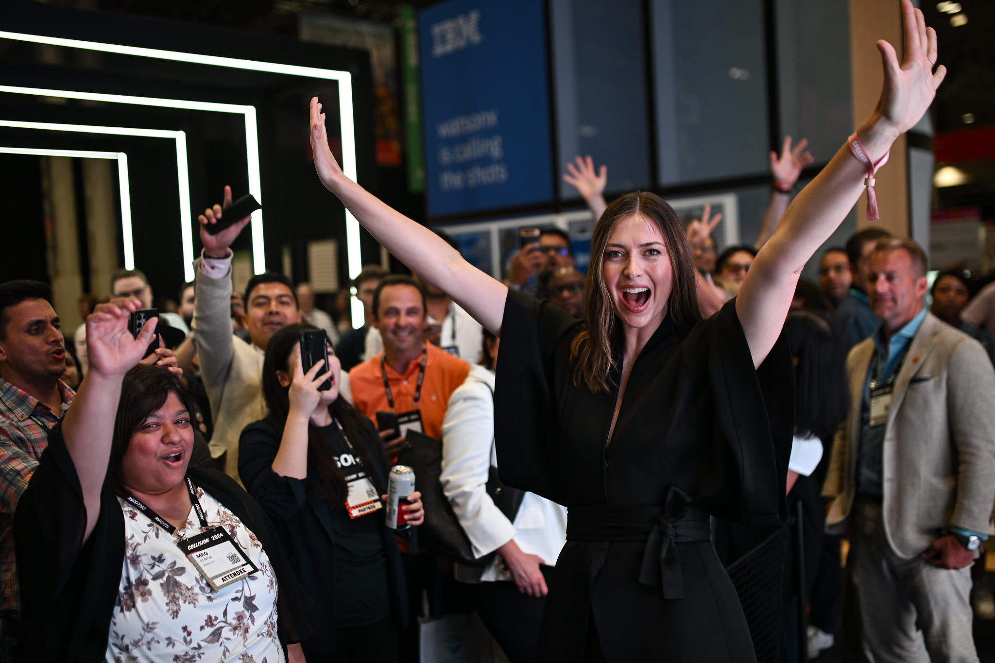 19 June 2024; Maria Sharapova, Entrepreneur & Tennis Legend; at the IBM table tennis activation booth on day two of Collision 2024 at the Enercare Centre in Toronto, Canada. Photo by David Fitzgerald/Collision via Sportsfile