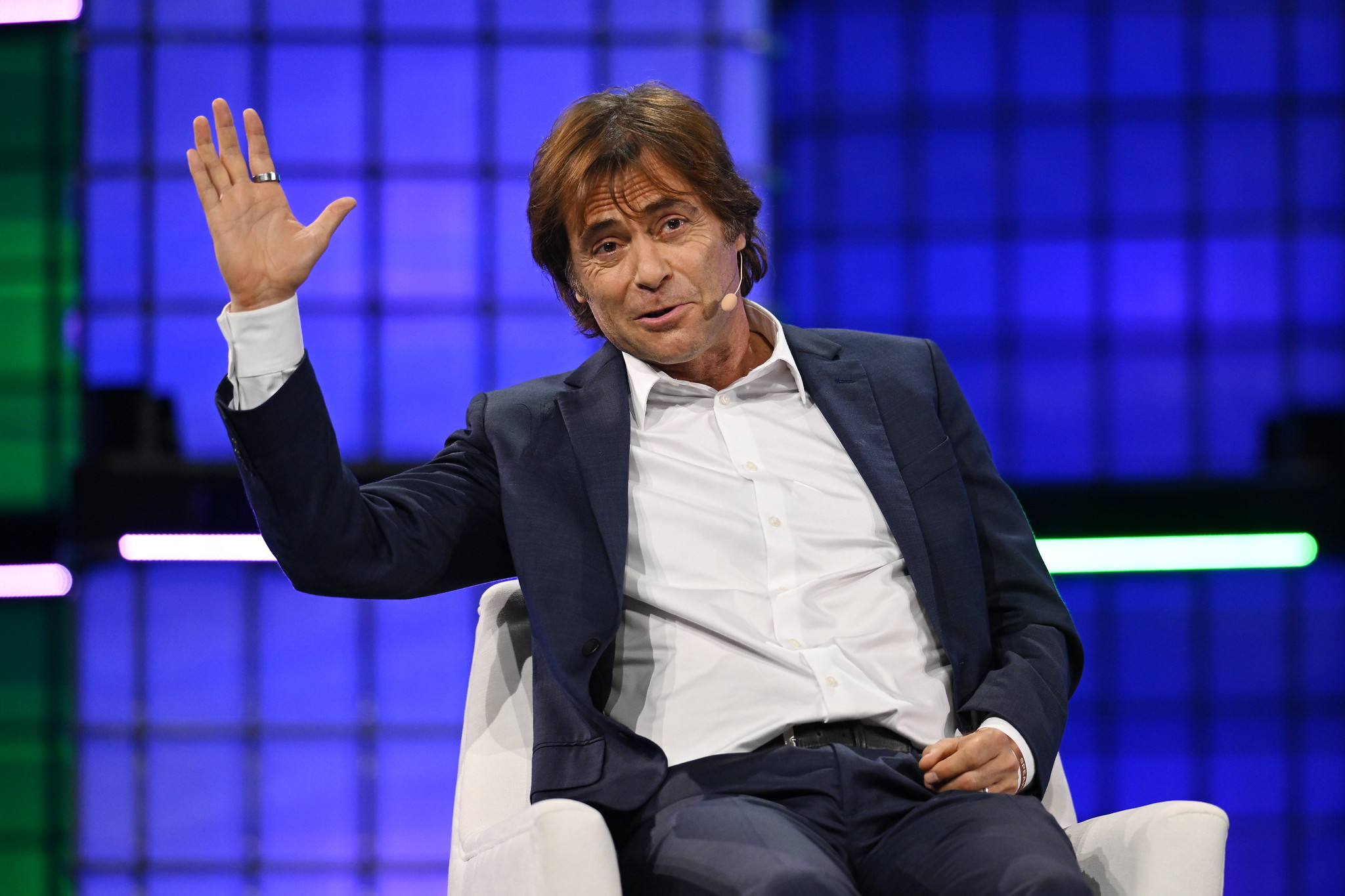 Max Tegmark, President, Future of Life Institute, on Centre Stage during the opening night of Web Summit 2024 at the MEO Arena in Lisbon, Portugal.